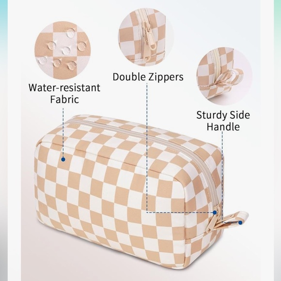 Checkered Makeup Bag –  (Large) *PICK YOUR COLOR* - Picture 6 of 6